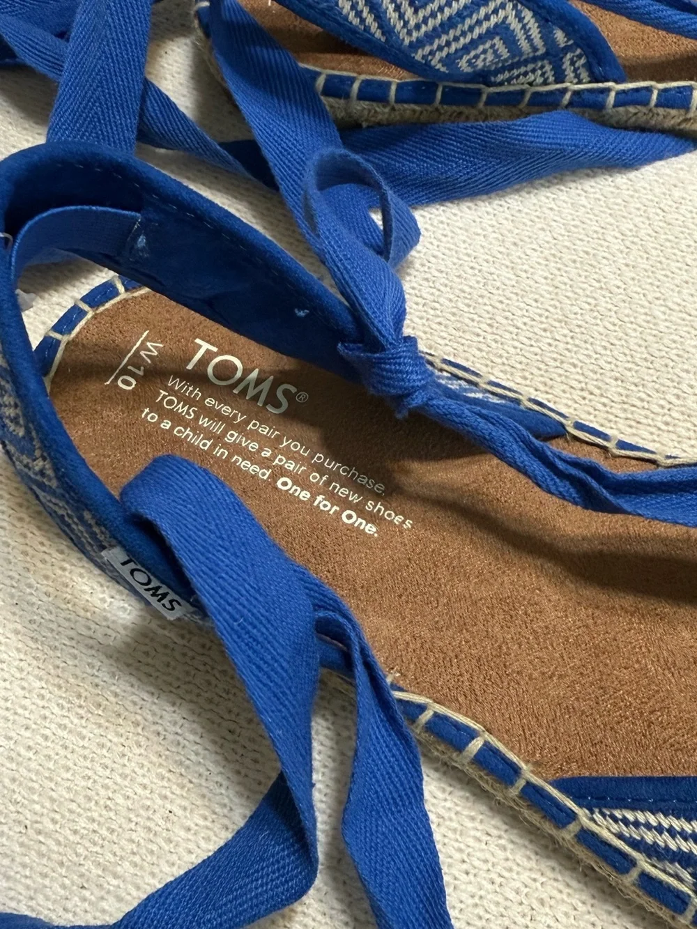 Tom’s Blue Espadrille Lace-Up Flats - Women's Summer Shoes size 10